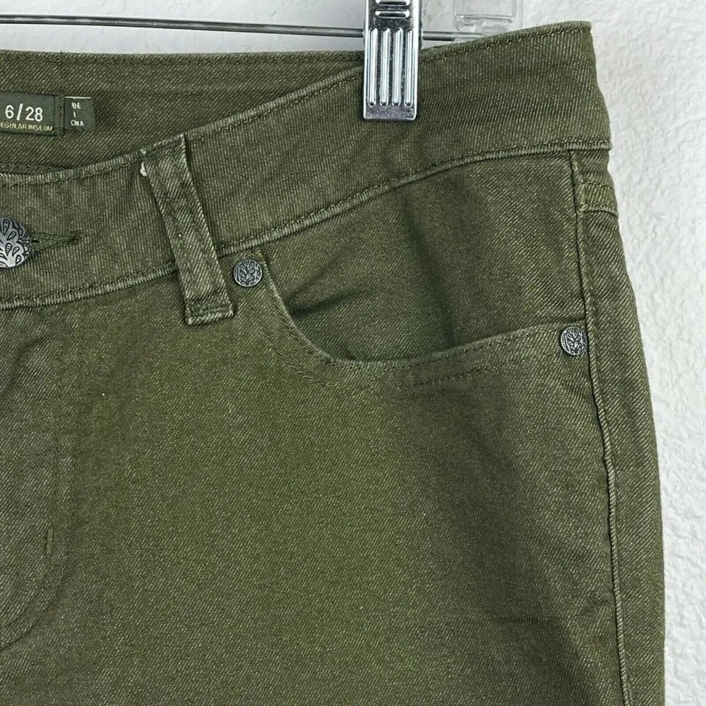 Prana Jeans Women's Size 6/28 x 31 Mid Rise Skinny Leg Stretch Denim Moss Green - Picture 3 of 9